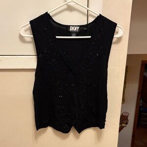 DKNY Elegant Black Button-Up Blouse